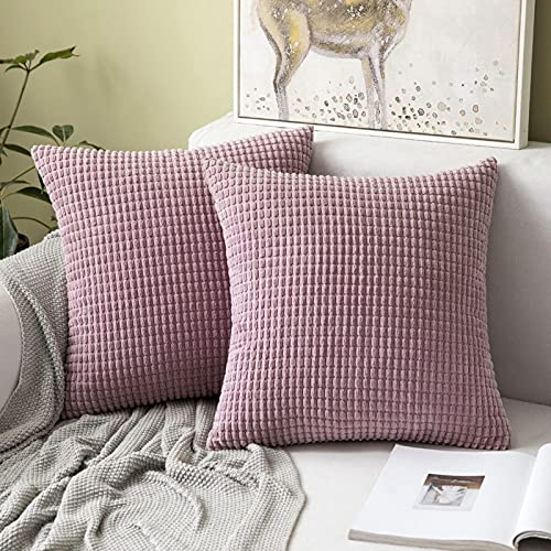 MIULEE 2er Set Kissenbezüge Kordsamt Dekokissen Kissenbezug Sofakissen Dekorativ Couchkissen Kissenhülle Bezug Weich für Wohnzimmer Schlafzimmer 40x40 cm, 16x16 Inch Rosa Lila von MIULEE