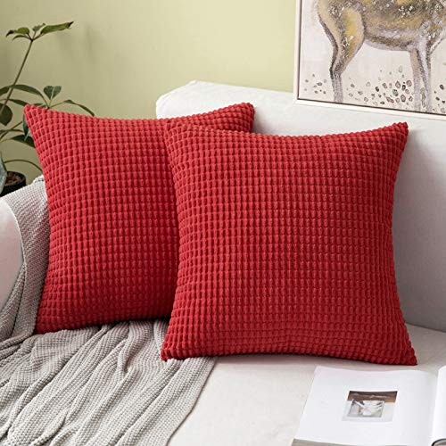 MIULEE 2er Set Kissenbezug Kordsamt Dekokissen Kissenbezüge Sofakissen Dekorativ Zierkissen Couchkissen Kissenhülle Kissen für Wohnzimmer Schlafzimmer 40x40 cm, 16x16 Inch Rot von MIULEE