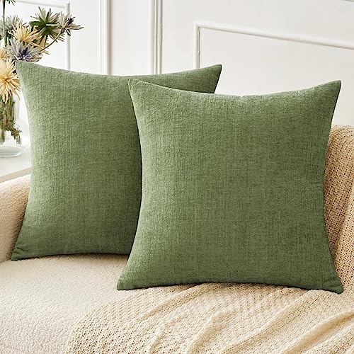 MIULEE 2er Set Dekorative Kissenbezug Weiche Chenille Kissenbezüge für Wohnzimmer Sofa Schlichte Kissenhülle 45x45cm Grün von MIULEE