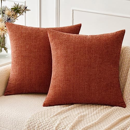 MIULEE 2er Set Dekorative Kissenbezug Weiche Chenille Kissenbezüge für Wohnzimmersofa Einfarbige Kissenhülle 40x40cm Orange von MIULEE