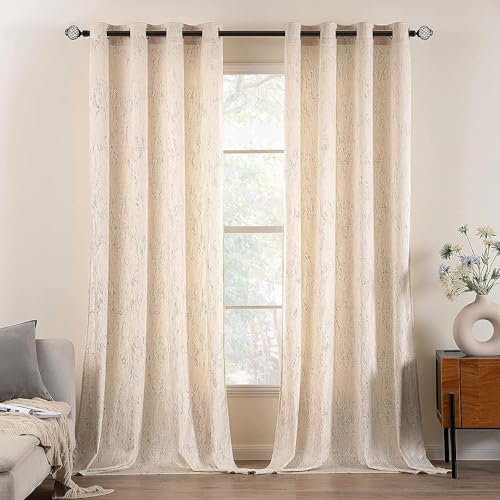 MIULEE 2er Set Gardinen Gold Folie Druck Samtvorhänge Vorhang Funkeln Vorhänge mit Ösen Thermogardine Ösenvorhang für Schlafzimmer Wohnzimmer 140 x 260 cm(B x H) Milchweiß von MIULEE