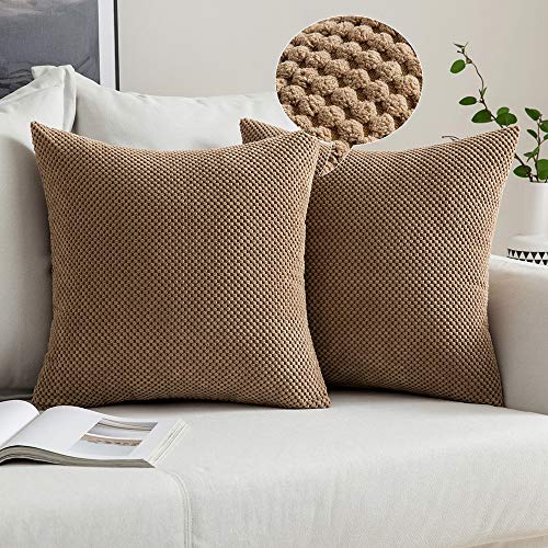 MIULEE 2er Set Granulat Kissenbezug Ananas Weiches Massiv Dekorativen Quadratisch Überwurf Kissenbezüge Kissen für Sofa Schlafzimmer 16"x16", 40 x 40 cm Braun von MIULEE