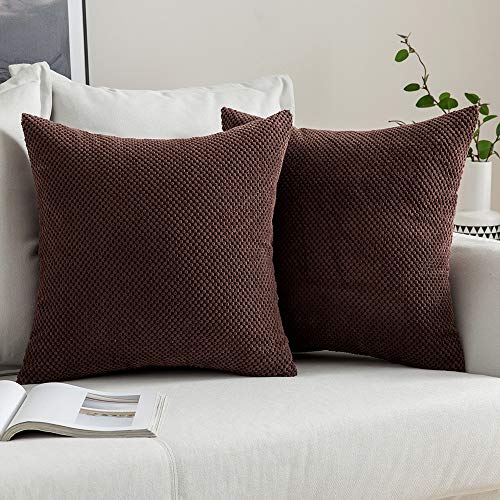 MIULEE 2er Set Granulat Kissenbezug Ananas Weiches Massiv Dekorativen Quadratisch Überwurf Kissenbezüge Kissen für Sofa Schlafzimmer 16"x16", 40 x 40 cm Kaffee von MIULEE