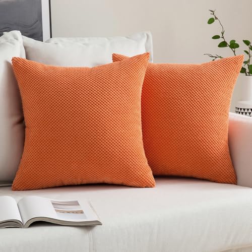 MIULEE 2er Set Kissenbezüge Dekokissen Körnig Dekorativ Kissenbezug Kissenhülle Sofakissen Deko Bezug Weich Couchkissen Zierkissen Kissen für Sofa Wohnzimmer Schlafzimmer 50x50 cm Orange von MIULEE