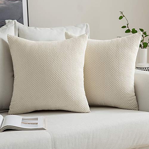 MIULEE 2er Set Kissenbezüge Dekokissen Körnig Dekorativ Kissenbezug Kissenhülle Sofakissen Deko Bezug Weich Zierkissen Kissen für Wohnzimmer Schlafzimmer 50x50cm Beige von MIULEE