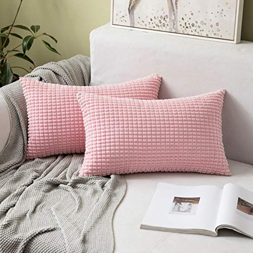 MIULEE 2er Set Kissenbezüge Kordsamt Dekokissen Kissenbezug Sofakissen Dekorativ Couchkissen Kissenhülle Bezug Weich für Wohnzimmer Schlafzimmer 12x20 Inch, 30x50 cm Sakura Rosa von MIULEE