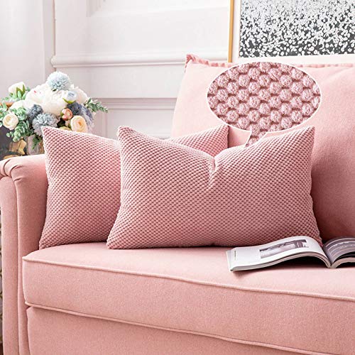 MIULEE 2er Set Kissenbezüge Dekokissen Körnig Dekorativ Kissenbezug Kissenhülle Sofakissen Deko Bezug Weich Couchkissen Zierkissen Kissen für Sofa Wohnzimmer Schlafzimmer 30x50 cm Rosa von MIULEE