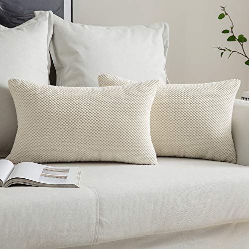 MIULEE 2er Set Kissenbezüge Dekokissen Körnig Dekorativ Kissenbezug Kissenhülle Sofakissen Deko Bezug Weich Zierkissen Kissen für Wohnzimmer Schlafzimmer 40x60cm Beige von MIULEE