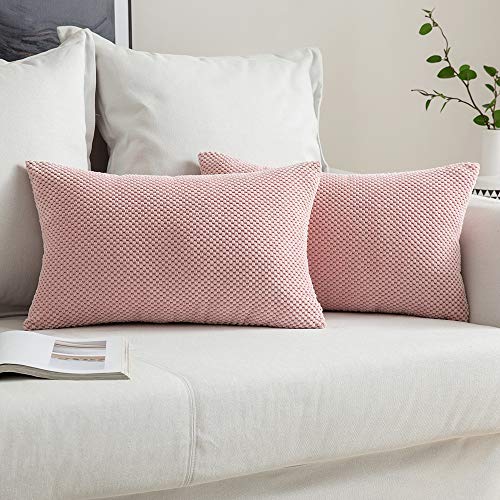 MIULEE 2er Set Kissenbezüge Dekokissen Körnig Dekorativ Kissenbezug Kissenhülle Sofakissen Deko Bezug Weich Zierkissen Kissen für Wohnzimmer Schlafzimmer 40x60cm Rosa von MIULEE