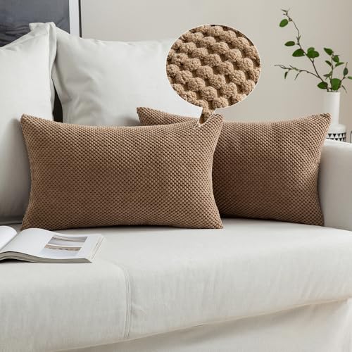 MIULEE 2er Set Kissenbezüge Dekokissen Körnig Dekorativ Kissenbezug Kissenhülle Sofakissen Deko Bezug Weich Zierkissen Kissen für Wohnzimmer Schlafzimmer 40x60cm Braun von MIULEE