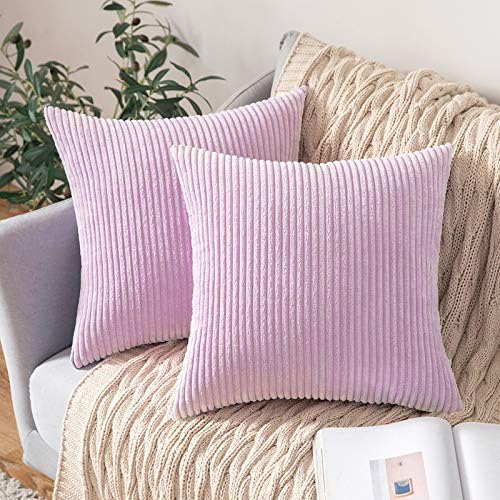 MIULEE 2er Set Kissenbezüge Kord Kissenhülle Dekorative Kissenbezug Sofakissen Couchkissen Dekokissen Zierkissenbezug Deko Kissenhülle mit Verstecktem Reißverschluss 45x45 cm Violett von MIULEE