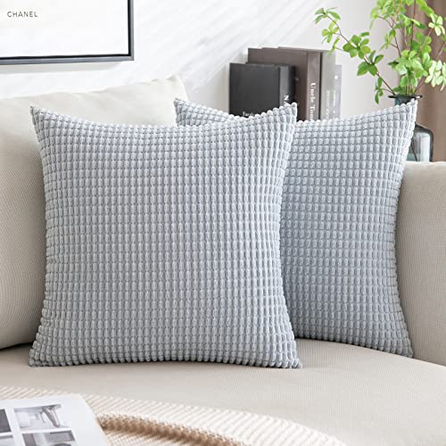 MIULEE 2er Set Kissenbezüge Kordsamt Dekokissen Kissenbezug Sofakissen Dekorativ Couchkissen Kissenhülle Bezug Weich für Wohnzimmer Schlafzimmer 50x50 cm Grau Blau von MIULEE