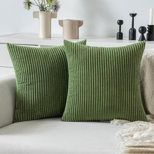 MIULEE 2er Set Kissenbezüge Kordsamt Kissenbezug Zierkissenbezug Dekokissen Sofakissen Kord Kissenhülle Dekorative Zierkissenbezüge Kissen für Sofa Sessel Zuhause Schlafzimmer 50x50cm Matcha Grün von MIULEE