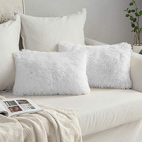 MIULEE 2er Set Kissenbezüge Künstlich Kissenbezug Sofakissen Dekorative Dekokissen Kuschelkissen Plüschkissen Kuschelig Couchkissen Superweich Kissen Flauschig kissenhülle Für Sofa 40x60 cm Weiß von MIULEE