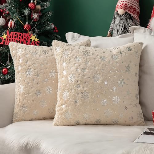 MIULEE 2er Set Kissenbezüge Weihnachten Kuschelkissen Flauschig Schneeflocken Dekokissen Sofakissen Plüschkissen Fellkissen Couchkissen Kissenhülle Zierkissenbezug für Wohnzimmer 50x50 cm Beige MIULEE 2er Set Kissenbezüge Weihnachten Kuschelkissen Flauschig Schneeflocken Dekokissen Sofakissen Plüschkissen Fellkissen Couchkissen Kissenhülle Zierkissenbezug für Wohnzimmer 50x50 cm Beige von MIULEE