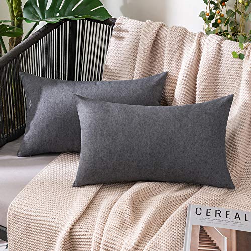 MIULEE 2er Set Wasserdicht Kissenbezug Outdoor Sofakissen Dekokissen Modern Kissenbezüge Dekorativ Kissenhülle Deko aus Polyster Leinen-Optik für Garten Sofa Wohnzimmer Bett 30x50 cm Dunkelgrau MIULEE 2er Set Wasserdicht Kissenbezug Outdoor Sofakissen Dekokissen Modern Kissenbezüge Dekorativ Kissenhülle Deko aus Polyster Leinen-Optik für Garten Sofa Wohnzimmer Bett 30x50 cm Dunkelgrau von MIULEE