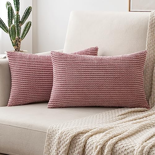 MIULEE 2er Set Kissenbezug Dekokissen Kissenbezüge Kissenhülle Zierkissen Sofakissen Kordsamt Deko Weich Couchkissen Bezug Kissenhüllen für Sofa Wohnzimmer Polsterkissen 30x50 cm Rosa Lila von MIULEE