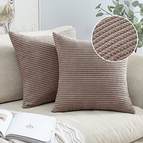 MIULEE 2er Set Kissenbezug Dekokissen Kissenbezüge Kissenhülle Zierkissen Sofakissen Kordsamt Deko Weich Couchkissen Bezug Kissenhüllen für Sofa Wohnzimmer Polsterkissen 40x40 cm Hellbraun von MIULEE