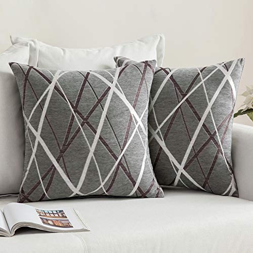 MIULEE 2er Set Kissenbezug Dekorative Chenille Gemütliche Moderne Dekokissenbezug Kissenbezug Federkissenbezüge Kissen Für Sofa Schlafzimmer 45x45 cm Hellgrau von MIULEE