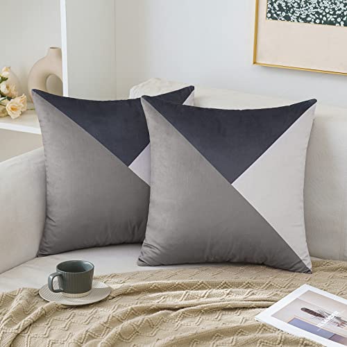 MIULEE 2er Set Kissenbezug Dekorative kissenhülle Samtkissen Kissenbezüge Geometrische Muster Zierkissen Dekokissen Couchkissen Bezug für Sofa Wohnzimmer Schlafzimmer 45x45 cm Grau von MIULEE