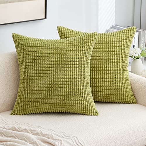 MIULEE 2er Set Kissenbezug Kordsamt Dekokissen Kissenbezüge Sofakissen Dekorativ Couchkissen Zierkissen Kissenhülle Moderne Bezug Weich für Sofa Wohnzimmer Schlafzimmer 45x45 cm Gras Grün von MIULEE