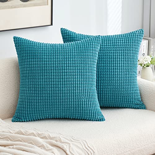 MIULEE 2er Set Kissenbezug Kordsamt Dekokissen Kissenbezüge Sofakissen Dekorativ Couchkissen Zierkissen Kissenhülle Moderne Bezug Weich für Sofa Wohnzimmer Schlafzimmer 50x50 cm Blau Grün von MIULEE