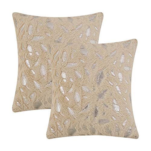 MIULEE 2er Set Kissenbezug Kuschelkissen Feder Dekokissen Flauschig Kissenbezüge Zierkissen Boho Sofakissen Deko Couchkissen Bezug Kissenhüllen für Sofa Wohnzimmer 40x40cm Silberne-Champagner von MIULEE