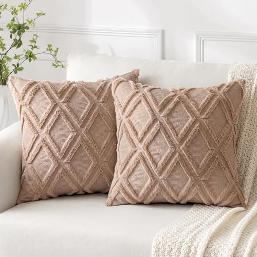 MIULEE 2er Set Kissenbezug Zierkissen Wolle Kissenbezüge Samt Fellkissen Boho Deko Kissen Flauschig Sofakissen Dekokissen für Sofa Schlafzimmer Wohnzimmer 40x40 cm Khaki von MIULEE