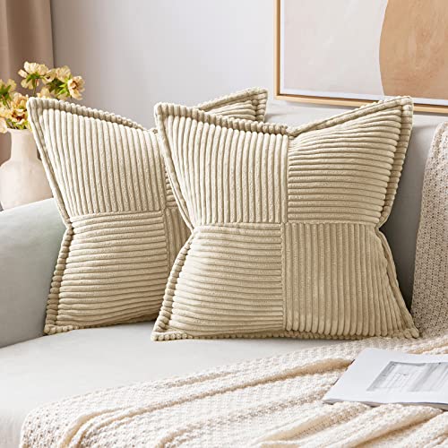 MIULEE 2er Set Kordsamt Kissenbezüge Samtkissen Weich Dekokissen Dekorativ Kissenbezug Modern Kissenhülle Sofakissen Zierkissen Couchkissen für Wohnzimmer Schlafzimmer Beige 45x45 cm von MIULEE