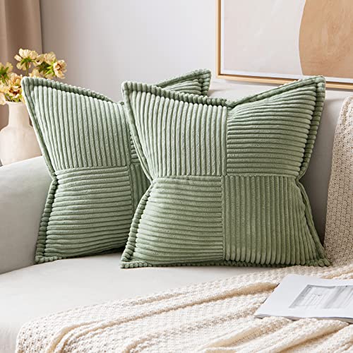 MIULEE 2er Set Kordsamt Kissenbezüge Samtkissen Weich Dekokissen Dekorativ Kissenbezug Modern Kissenhülle Sofakissen Zierkissen Couchkissen für Wohnzimmer Schlafzimmer Grün 45x45 cm von MIULEE