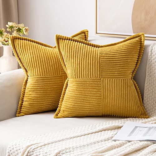 MIULEE 2er Set Kordsamt Kissenbezüge Samtkissen Weich Dekokissen Dekorativ Kissenbezug Modern Kissenhülle Sofakissen Zierkissen Couchkissen für Wohnzimmer Schlafzimmer Kurkuma 40x40 cm von MIULEE