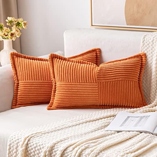 MIULEE 2er Set Kordsamt Kissenbezüge Samtkissen Weich Dekokissen Dekorativ Kissenbezug Modern Kissenhülle Sofakissen Zierkissen Couchkissen für Wohnzimmer Schlafzimmer Orange 30x50 cm von MIULEE