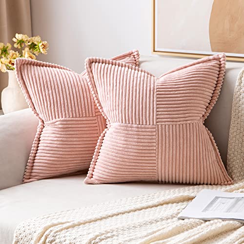 MIULEE 2er Set Kordsamt Kissenbezüge Samtkissen Weich Dekokissen Dekorativ Kissenbezug Modern Kissenhülle Sofakissen Zierkissen Couchkissen für Wohnzimmer Schlafzimmer Rosa 45x45 cm von MIULEE