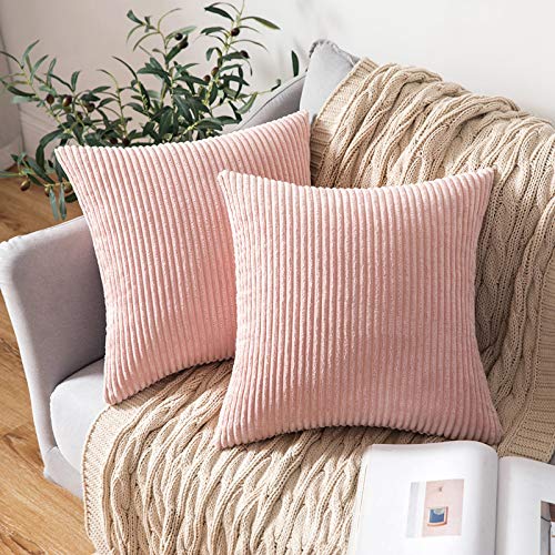 MIULEE 2er Set Kissenbezüge Kord Kissenhülle Dekorative Kissenbezug Sofakissen Couchkissen Dekokissen Zierkissenbezug Deko Kissenhülle mit Verstecktem Reißverschluss 40x40 cm Rosa von MIULEE