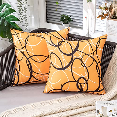 MIULEE 2er Set Outdoor Kissenbezüge Dekokissen Dekorativ Sofakissen Wasserdichter Kissenbezug Weiche Kissenhülle Zierkissen Deko Kissen Bezüge Couchkissen für Sofa Schlafzimmer 50x50 cm Orange von MIULEE