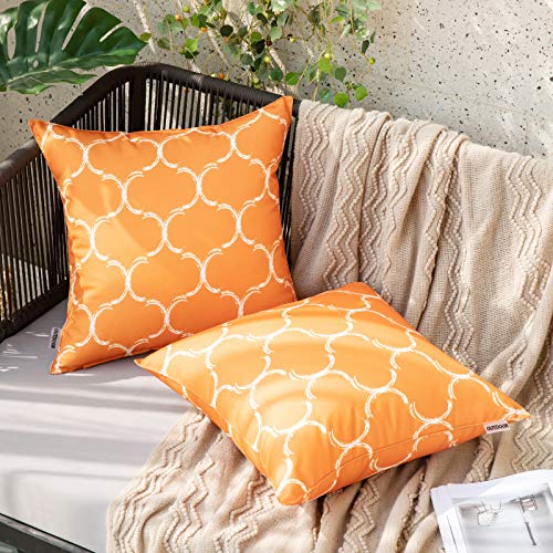 MIULEE 2er Set Outdoor Kissenbezüge Dekorativ Kissenhülle Marokko wasserdichte Kissen Sofakissen Dekokissen Weiche Dekohülle Zierkissen Couchkissen für Sofa Garten 50x50 cm Orange von MIULEE