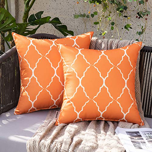 MIULEE 2er Set Outdoor Kissenbezüge Marokko Sofakissen Weiche wasserdichte Kissenhülle Dekokissen Boho Zierkissen Dekoration Couchkissen für Garten Wohnzimmer Schlafzimmer Balkon 40x40 cm Orange von MIULEE