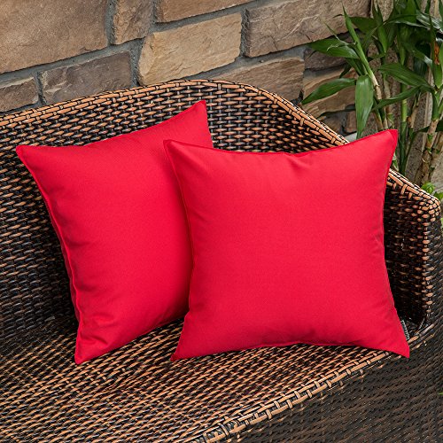 MIULEE 2er Set Outdoor Kissenbezug wasserdichte Kissenbezüge Sofakissen Dekorativ Couchkissen Wetterfeste Kissenhülle Zierkissen Bezug Weich für Sofa Couch Outdoor Garten Balkon 45x45 cm Rot von MIULEE