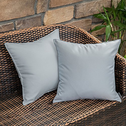 MIULEE 2er Set Outdoor Kissenbezug wasserdichte Kissenbezüge Sofakissen Dekorativ Couchkissen Wetterfeste Kissenhülle Zierkissen Bezug Weich für Sofa Couch Outdoor Garten Balkon 40x40 cm Hellgrau von MIULEE