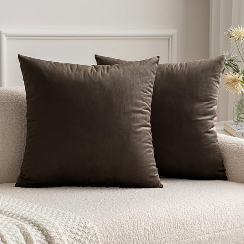 MIULEE 2er Set Samt Soft Solid Dekorative Quadrat Wurf Kissenbezüge Set Kissen Fall für Sofa Schlafzimmer 16x16 inch 40x40 cm Dunkle Taupe MIULEE 2er Set Samt Soft Solid Dekorative Quadrat Wurf Kissenbezüge Set Kissen Fall für Sofa Schlafzimmer 16x16 inch 40x40 cm Dunkle Taupe von MIULEE