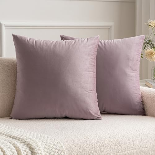 MIULEE 2er Set Samt Kissenbezüge Kissenhülle Kissenbezug Sofakissen Dekorative Dekokissen Couchkissen mit Verstecktem Reißverschluss Sofa Schlafzimmer 26x26 Inch 65x65 cm Pink Lila von MIULEE