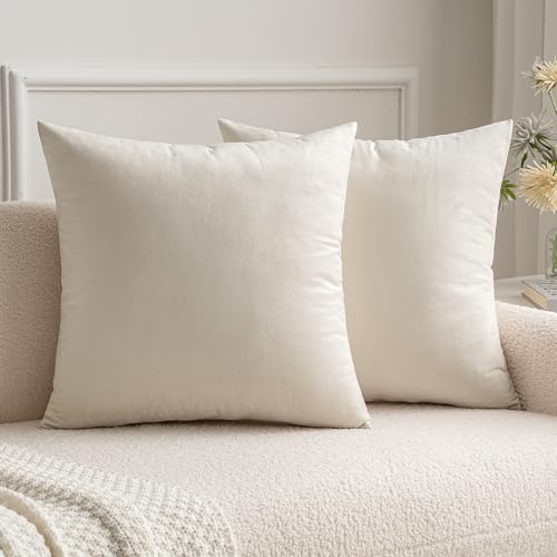 MIULEE 2er Set Samt Kissenbezüge Kissenhülle Kissenbezug Sofakissen Dekorative Dekokissen Couchkissen mit Verstecktem Reißverschluss Sofa Schlafzimmer 35x35 cm Creme Weiß von MIULEE