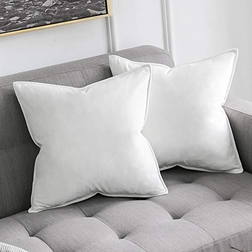 MIULEE 2er Set Samt Kissenbezug Flansch Kissenhülle Dekorative Sofakissen Dekokissen Umwickelte Kante Kissenbezüge Zierkissenbezug für Sofa Wohnzimmer Schlafzimmer 40x40 cm Reines Weiß von MIULEE