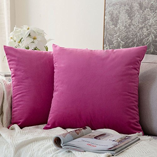 MIULEE 2er Set Samt Kissenbezug Kissenhülle Dekokissen Kissenbezüge Sofakissen Samtkissen Dekorative Couchkissen Bezug Zierkissen für Sofa Wohnzimmer Schlafzimmer 60x60 cm Rose Rot von MIULEE