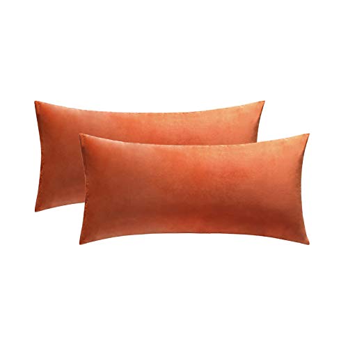 MIULEE 2er Set Samt Kissenbezug Kopfkissenbezug 40x80 cm Kissenhülle Dekokissen Kissenbezüge Bettkissenbezug Samtkissen Couchkissen Bezug Bezüge für Sofa Bett Wohnzimmer Schlafzimmer Orange von MIULEE