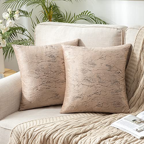 MIULEE 2er Set Samt Kissenbezug Moderne Zierkissenbezug Dekorative Kissenbezüge Weich Kissenhülle Dekohülle Couchkissen Sofakissen Dekokissen Deko für Wohnzimmer Schlafzimmer 45x45 cm Khaki von MIULEE