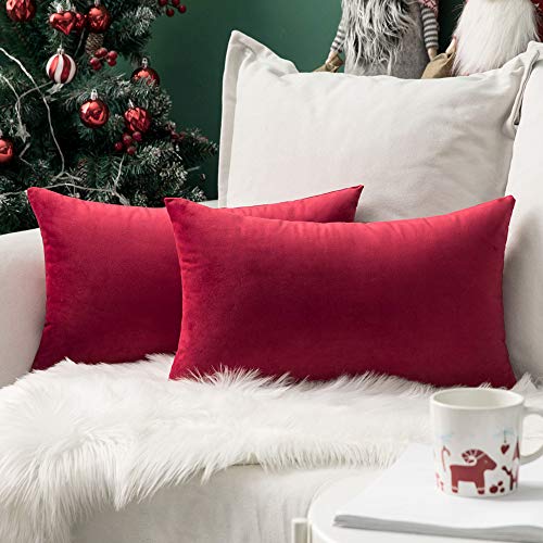 MIULEE 2er Set Samt Soft Solid Dekorative Quadrat Wurf Weihnachten Kissenbezüge Set Kissen Fall für Sofa Schlafzimmer Leuchtendes Rot 12x20 Zoll 30x50 cm MIULEE 2er Set Samt Soft Solid Dekorative Quadrat Wurf Weihnachten Kissenbezüge Set Kissen Fall für Sofa Schlafzimmer Leuchtendes Rot 12x20 Zoll 30x50 cm von MIULEE