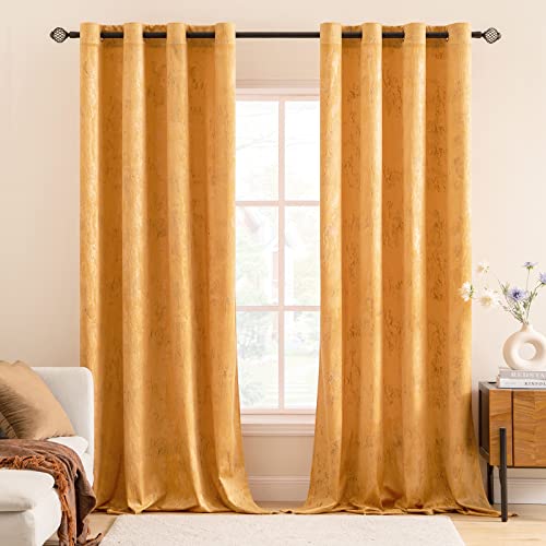 MIULEE 2er Set Samtvorhänge Verdunklungsvorhang Blickdicht Vorhänge mit Ösen Thermogardine Verdunkelungsgardinen Ösenvorhang für Schlafzimmer Wohnzimmer 117 x 228 cm(B x H) Gelb von MIULEE