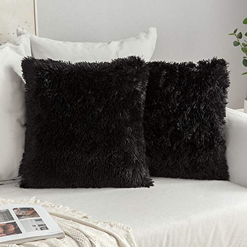 MIULEE 2er Set Kissenbezüge Künstlich Pelz Sofakissen Dekorative Dekokissen Kuschelkissen Plüschkissen Kuschelig Couchkissen Superweich Kissen Flauschig Kissenbezug für Sofa 40x40 cm Schwarz MIULEE 2er Set Kissenbezüge Künstlich Pelz Sofakissen Dekorative Dekokissen Kuschelkissen Plüschkissen Kuschelig Couchkissen Superweich Kissen Flauschig Kissenbezug für Sofa 40x40 cm Schwarz von MIULEE