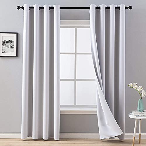 MIULEE Vorhänge Grauweiß Blickdicht mit Ösen, Schöner Weicher Verdunklungsvorhänge zum Verdunkeln von Räumen, 2er Set Gardinen Abdunkelnd Schlafzimmer Wohnzimmer Thermovorhang Kälteschutz 140X215 cm von MIULEE